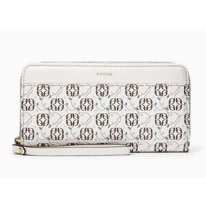 New Fossil Jori Zip Clutch Wristlet RFID Wallet Neutral Floral Multi